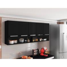 Armario Suspenso para Cozinha 4 Portas Preto Filipinas Bela Casa