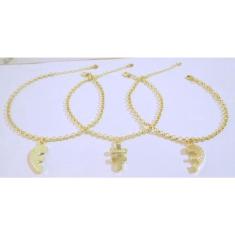 3 Pulseiras Da Amizade Amigas Folheado Ouro - B11