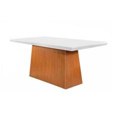 Mesa Para Cozinha Luna + Tampo Madeirado Curvo 180x90cm Off White-imbuia - Rufato