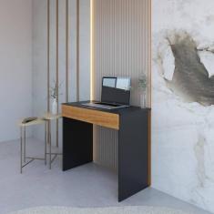 Mesa Escrivaninha Office Compacta Com 1 Gaveta - Preto/natural