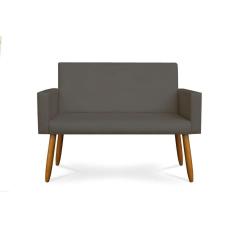 Sofá Namoradeira Lugares Luxo Tecido Balaqui Decor Courino Cinza