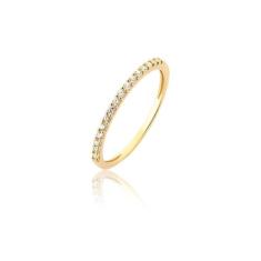 Anel FEMININO MEIA ALIANÇA ouro puro com ZIRCÔNIAS 18k A392 - MAEHLER 