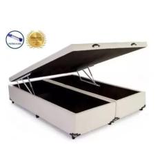 Cama Box Baú Bipartido King Size Sintético Bege Blindado com Pistões a