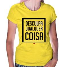 Baby Look Desculpa Qualquer Coisa - Foca na Moda, Amarelo, P