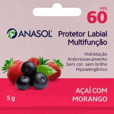 Protetor Solar Labial FPS 60 Açaí com Morango 5g  Anasol