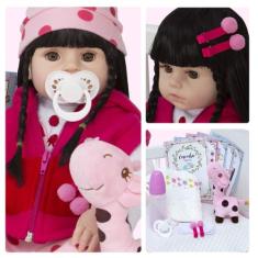 Boneca Bebê Reborn Realista Girafinha 100% Silicone 14 Itens - Cegonha