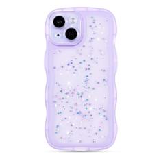 ZTOFERA Capa para iPhone 13 de 6,1 polegadas, linda capa ondulada encaracolada com glitter de estrela, capa protetora de telefone de TPU (poliuretano termoplástico) macio e brilhante transparente à