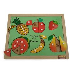 Brinquedo Educativo Círculos de Frações Frutas com Pinos