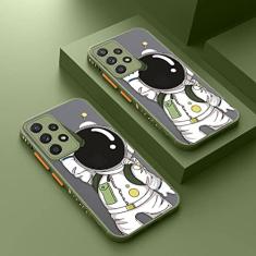 Capa fosca de astronauta espacial para Samsung Galaxy S22 S21 Ultra S20 S21 FE Plus A54 S23 A14 A34 A72 A71 A51 A52 A53 5G Capa dura, AW42, verde, para Samsung S22 Ultra