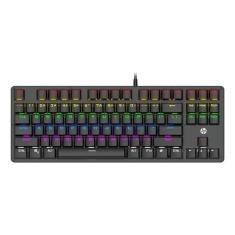 Teclado Gamer HP Mecânico Tkl Usb Led RGB Gk200, Preto