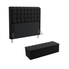 Kit Cabeceira Estofada Decorativa Cama Box Rana 195 Cama King e Calçad