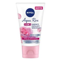 NIVEA Aqua Rose 3 em 1 - Sabonete, Esfoliante e Máscara Facial, 150ml