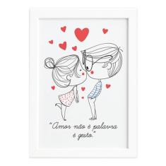 Quadro para Quarto Frase Amor Gesto Moldura Branca 22x32cm - Quartinho