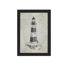 Quadro Vintage Náutico Farol Moldura Preta 33x43cm - Quartinhos