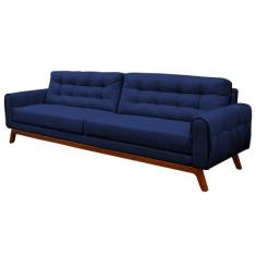 Sofá 2 Lugares Sala de Estar Eros 150 cm Veludo Azul Marinho Base Fixa