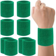 IMAGERIO Pacote com 8 faixas de pulso de tênis, faixas absorventes de suor para homens e mulheres, faixas de suor de algodão respirável para malhar, futebol, basquete, corrida, esportes atléticos