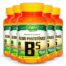 Kit 5 Vitamina B5 Ácido Pantotênico 60 Cápsulas Unilife
