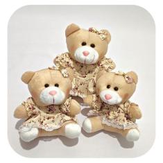Urso de Pelucia Trio Princesa Principe Floral Para Nicho Decoração com