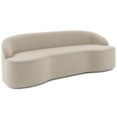 Sofá 4 Lugares Curvo Sala de Estar Living Lótus D02 Veludo Bege 280 cm