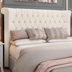 Cabeceira Cama Box King 195cm Estofada Meora P05 Linho Creme - Lyam De