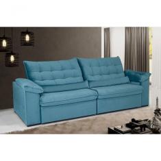 Sofá Oriental 230 Cm Veludo Azul Turquesa