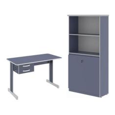 Escrivaninha 120 e Armario Grécia Azul - Mais de Casa