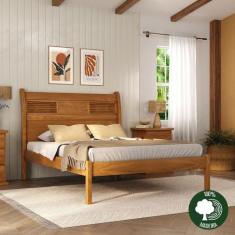 Cama Veneziana 1,60 Madeira Maciça Marrom/Mogno Mel - Moveis Nathalia