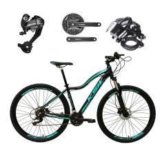 Bicicleta Feminina aro 29 Ksw Mwza 27v Câmbios Shimano Altus Freios Hidráulicos - Preto/Azul