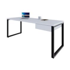 Mesa de Escritório Retangular Miguel 1 GV Branca e Preta 190 cm - Mobl