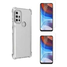 Kit Capinha Celular Antichoque Compatível Moto G10 + 2 Película Vidro
