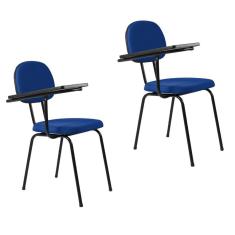Kit 2 Cadeiras Universitárias Secretária sem Porta Livros T50 Ecoflex Azul