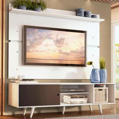 Rack Madesa Dubai e Painel para TV até 65 Polegadas com Pés - Branco/P