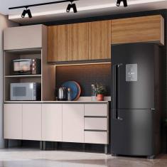 Cozinha Completa Jequitibá 9 Portas 3 Gavetas Fumê/Montana - Quiditá Móveis