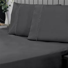 Jogo de Cama King Percal 400 Fios Ponto Palito 03 Peças, Antiácaro, Anti-pilling com Toque Macio - Chumbo