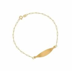Pulseira De Bebê Em Ouro 18k Com Placa Chapinha