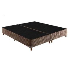 Cama Box Base Universal King Sommier Rústico Bordado Brown (193x203x20