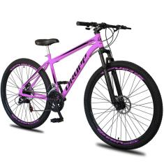 Bicicleta Aro 29 Dropp Sport Aço Carbono 21 Marchas Vel Freio A Disco E Suspensão - Rosa e Preto