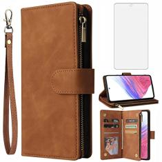 Asuwish Capa carteira compatível com Samsung Galaxy A53 5G 2022 e protetor de tela de vidro temperado, capa flip de couro, porta-cartões, capas para celular Gaxaly A53 G5 Galaxies 53A SM A536U