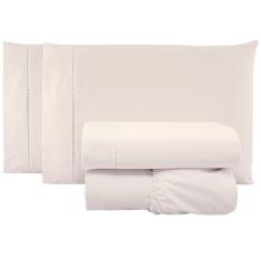 Jogo De Lençol Casal Padrão Percal 200 Fios 100% Algodão 4 Peças - Palha