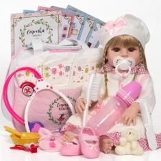 Bebe Boneca Reborn Silicone Realista Princesa Com 24 Itens - Cegonha R