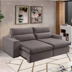 Sofá 2 Lugares 230cm Retrátil e Reclinável Free Veludo Bege Marroml