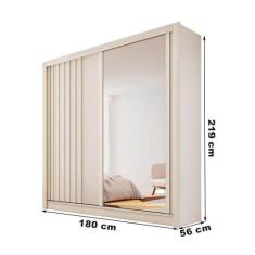 Guarda Roupa Solteiro com Espelho 4 Gavetas - Lugano-Off White - Made 