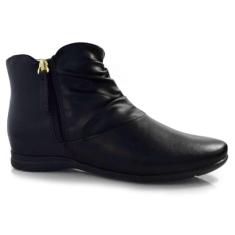 Bota Feminina Comfortflex Cano Curto Franzido Preto - 35