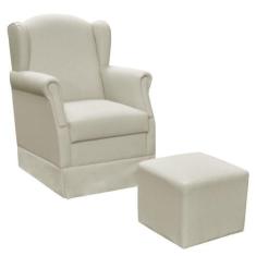 Poltrona de Amamentação com Balanço e Puff Elisa Linho Bege - Lyam Dec