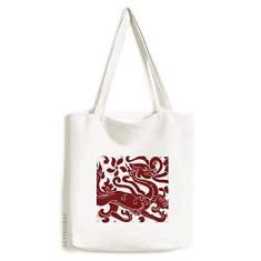 Bolsa de lona de dragão chinês com retrato de animal bolsa de compras casual