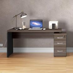 Mesa para Escritório 3 Gavetas PE40 Pandin Móveis  Walnut/Preto
