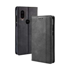 Capa para Moto P40, capa flip carteira de couro para Moto P40, capa magnética retrô para celular, capa carteira de telefone com compartimentos para cartões