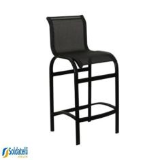 Banqueta Outdoor Britus Estrutura Preta com Tela Sling Preta ou Mescla