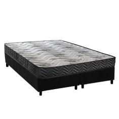 Cama Box Queen: Colchão Espuma D45 Paropas Pasquale Wave Black + Base Crc Suede Black (158x198)