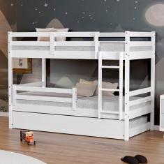 Treliche Solteiro Eco Com Grade De Proteção Madeira Maciça Branco Mobilistore